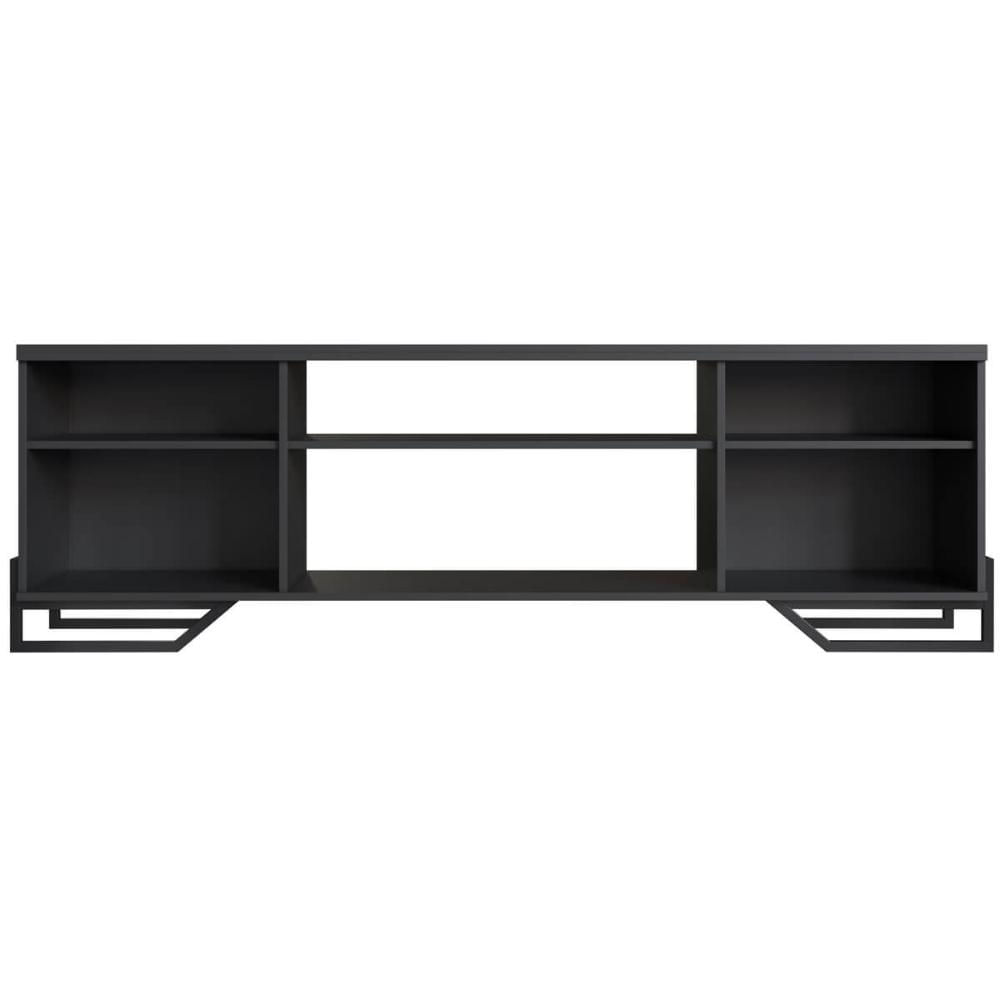 Rack Estante Painel Para Tv 60" 183x40x57cm MDP Telada P1027 Preto Estilo Industrial Placa e Ponto