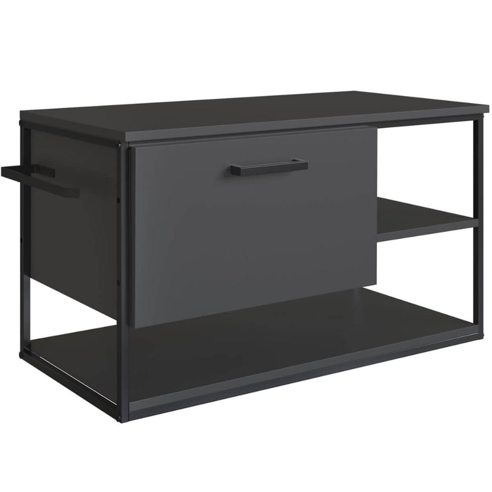 Gabinete Suspenso para Banheiro 80cm Preto e Grafite Estilo Industrial sem Cuba Placa e Ponto