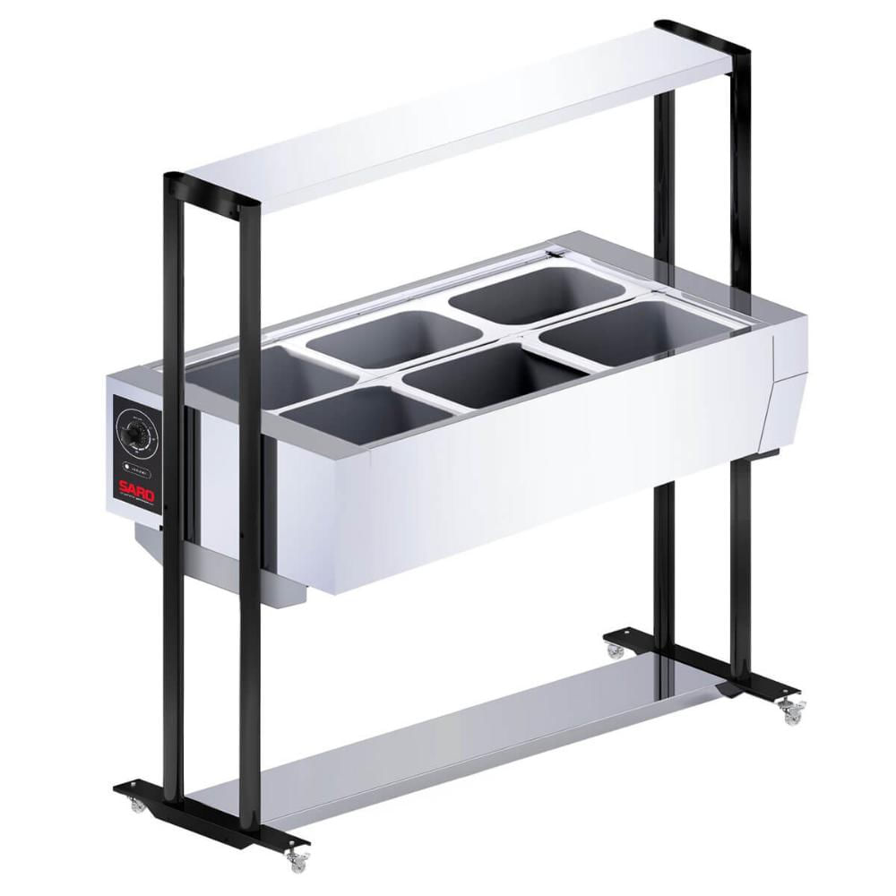 Buffet Térmico Aquecido Inox 6 Cubas com Tampa 220v BF622 Prata Saro