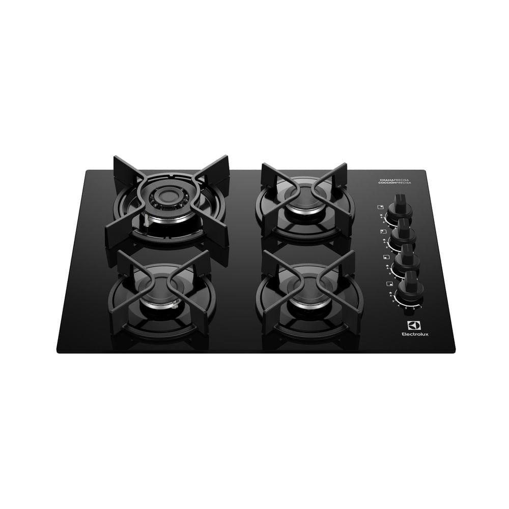 Cooktop 4 Bocas a Gás Electrolux Mesa Vidro Experience Tripla Chama e Grade de Ferro (KE4GC)