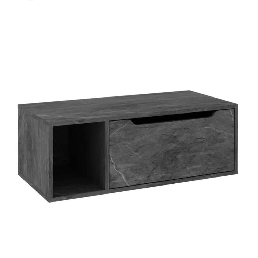 Balcão para Banheiro 80cm com 1 Porta e Nicho BN3644 Mármore Lunar Tecnomobili