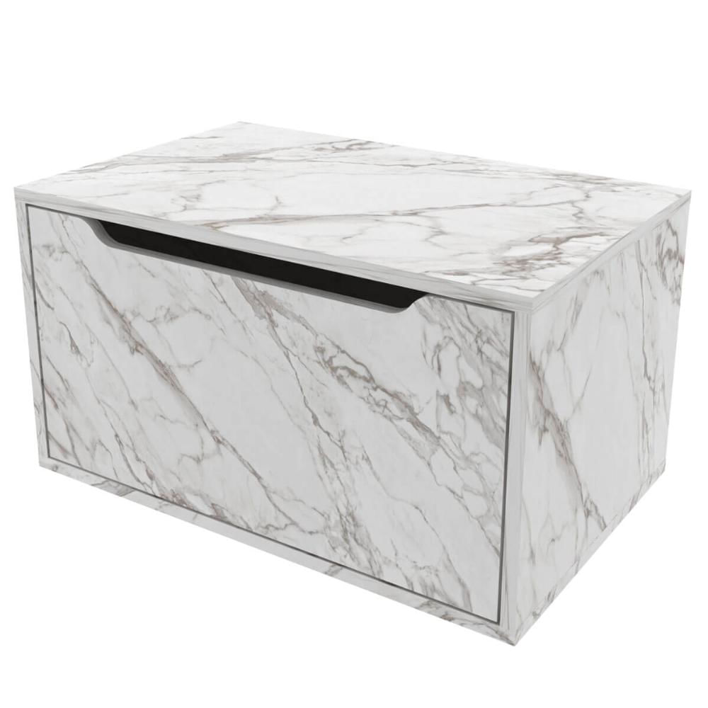 Balcão Gabinete Para Banheiro 60cm com 1 Porta Mármore Branco Tecnomobili BN3646