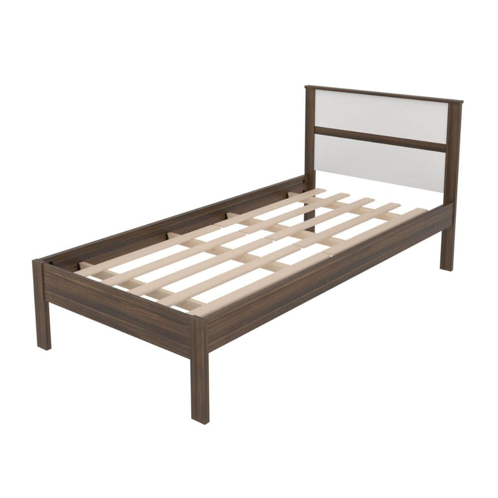 Cama de Solteiro Nogal Branco 97x196x92cm MDP Tecnomobili CM8004