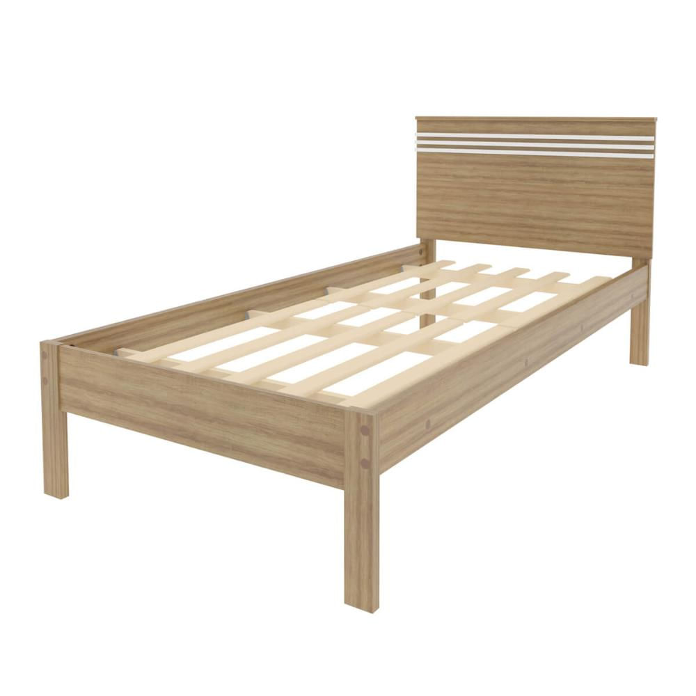 Cama de Solteiro CM8010 Para Colchão de 88cm Amêndoa/Branco Tecnomobili