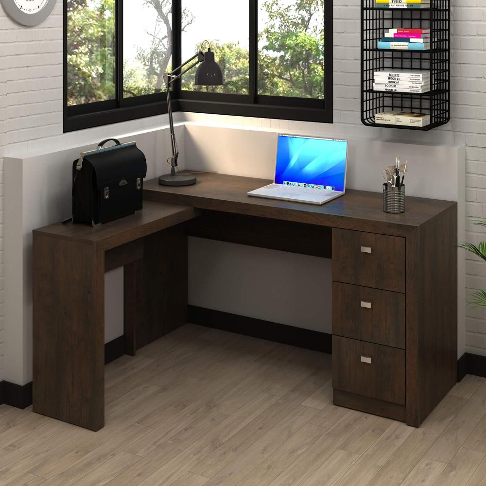 Mesa para Escritório com Mesa de Apoio e 3 Gavetas ME4101 Rústico Tecnomobili
