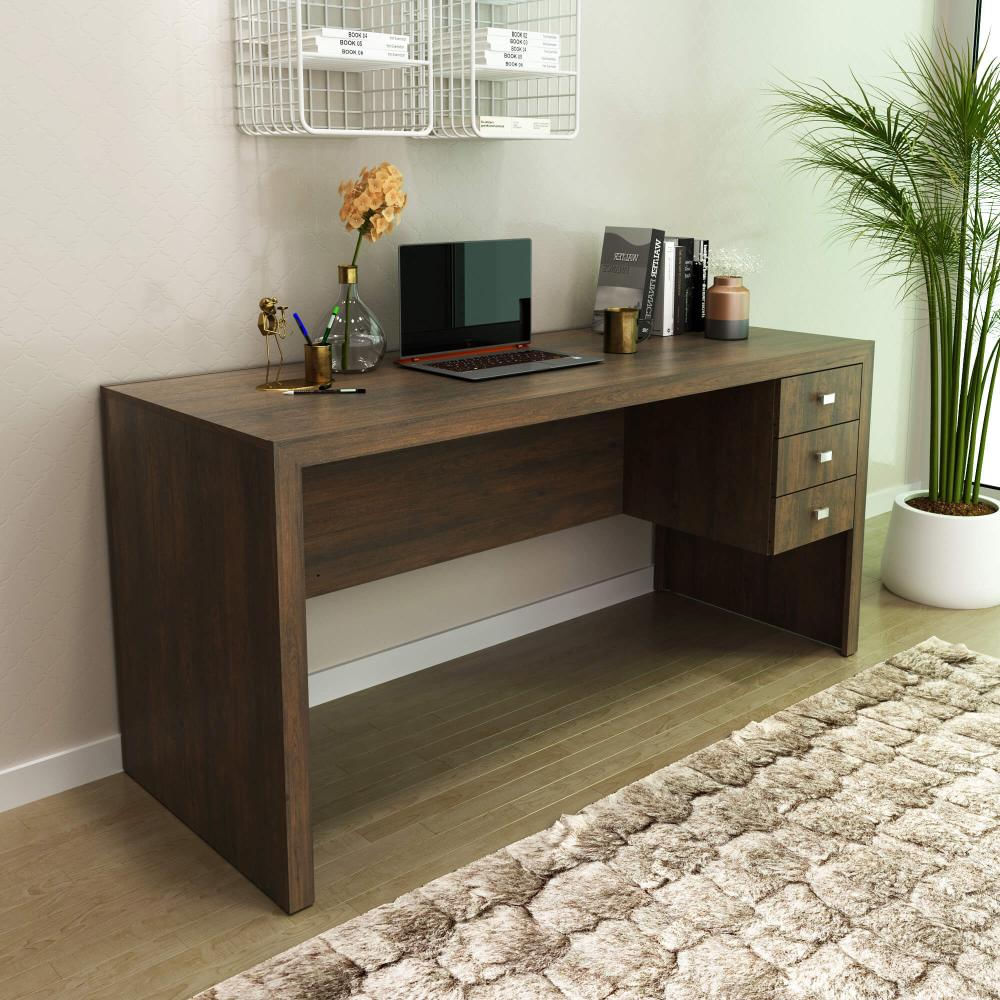 Mesa para Escritório 155cm com 3 Gavetas ME4113 Rústico Tecnomobili