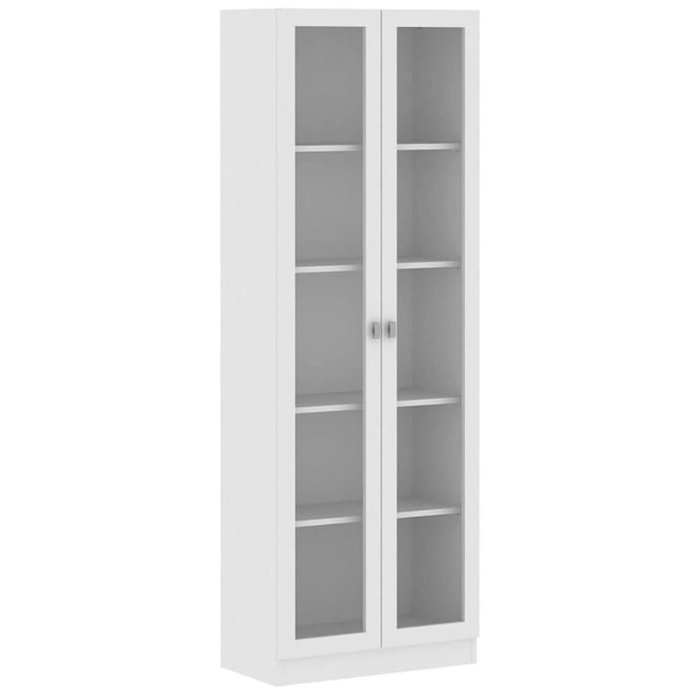 Armário Branco Escritório 60x31,5x171,5cm Portas Vidro Prateleiras ME4115 Tecnomobili
