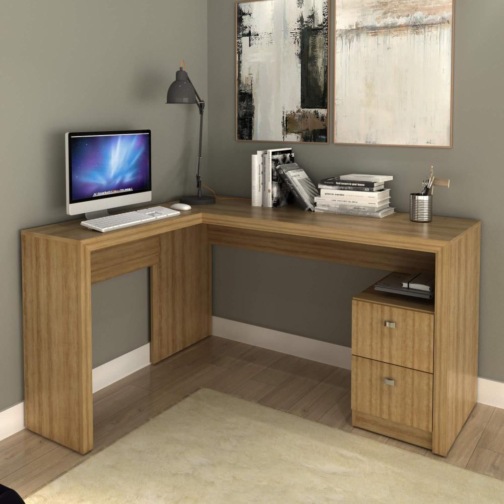 Mesa para Escritório com 2 gavetas ME4129 Amêndoa Tecnomobili