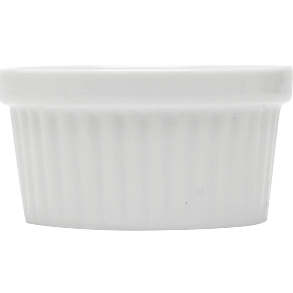 Jogo 50 Ramekin Canelado Porcelana 40ml Classic Branco Lyor Molheira Servir Caldas