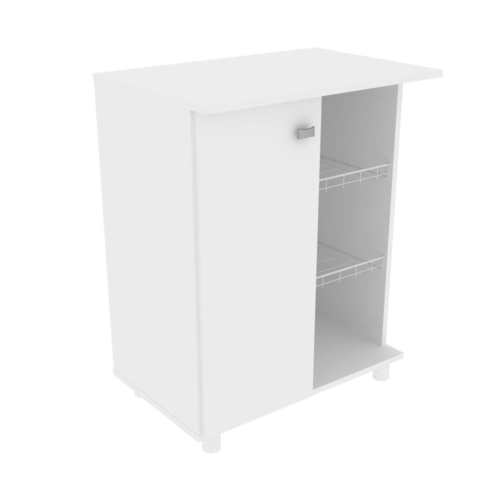 Balcão Fruteira com 1 Porta e 2 Cestos de Metal BF3205 Branco Tecnomobili