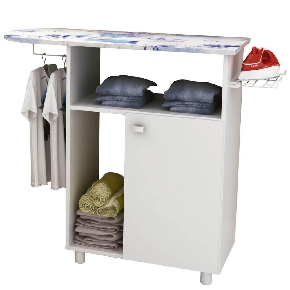 Tábua de Passar Roupa com 1 Porta e 2 Nichos Branco TP3010 Tecnomobili