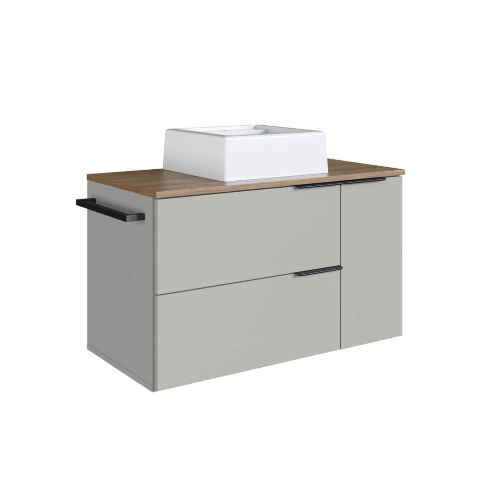 Gabinete Suspenso 80cm Mel Arenas com Cuba 2 Portas 1 Gaveta 1 Toalheiro BH8020MACUBA