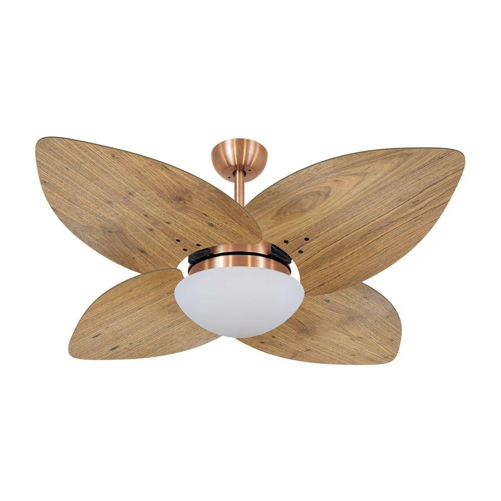 Ventilador De Teto Kovalski Cobre 4 Pás Rádica Freijó 220V