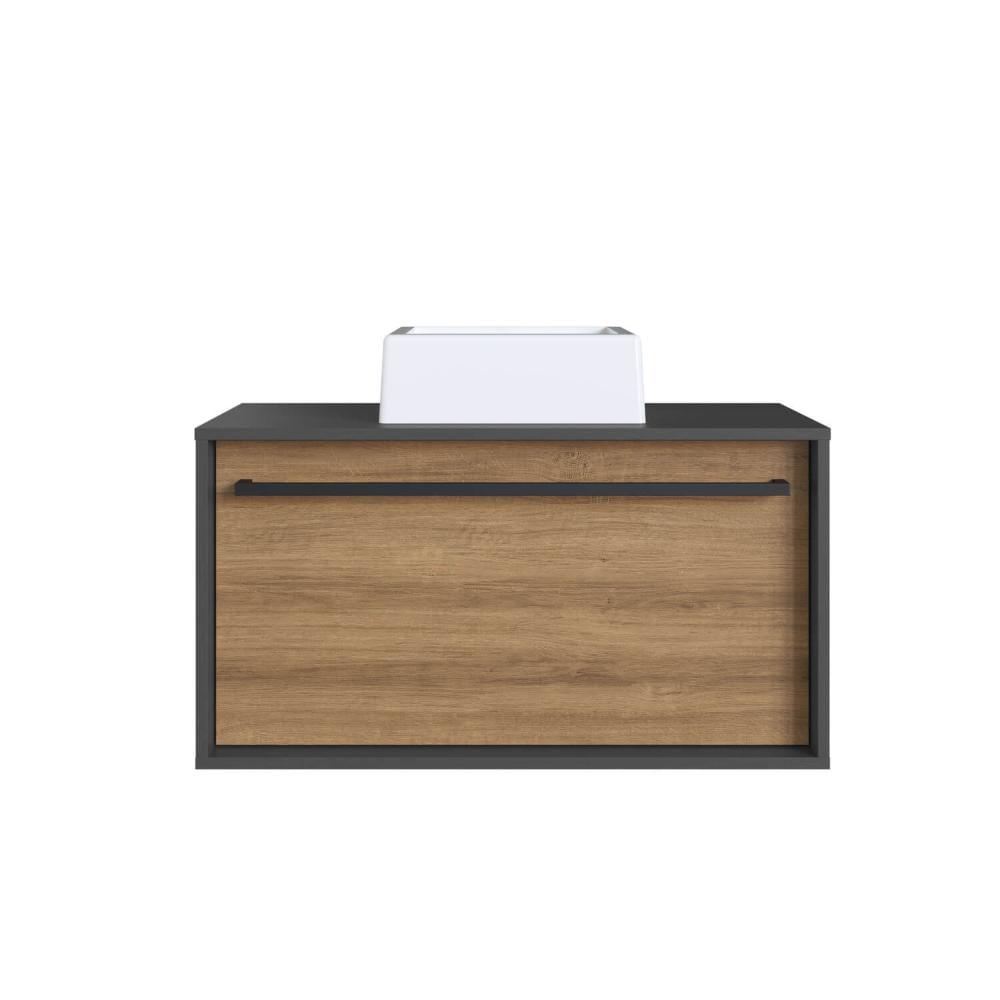 Gabinete Suspenso 80cm Mel Grafite Cuba Gavetão e Toalheiro BH8040MGCUBA