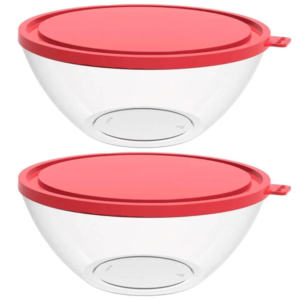 Kit 2 Potes com Tampa 3,1L Redondos PEBD Crippa Bacia Alimentos Frutas Multiuso
