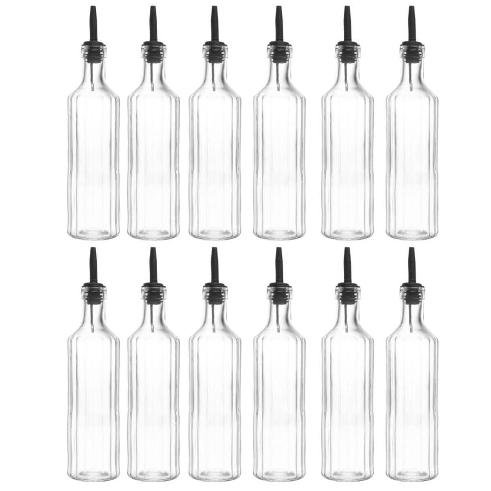 12 Garrafas de Vidro Lyor 500ml com Bico Dosador Para Azeite ou Vinagre Vegas Transparente