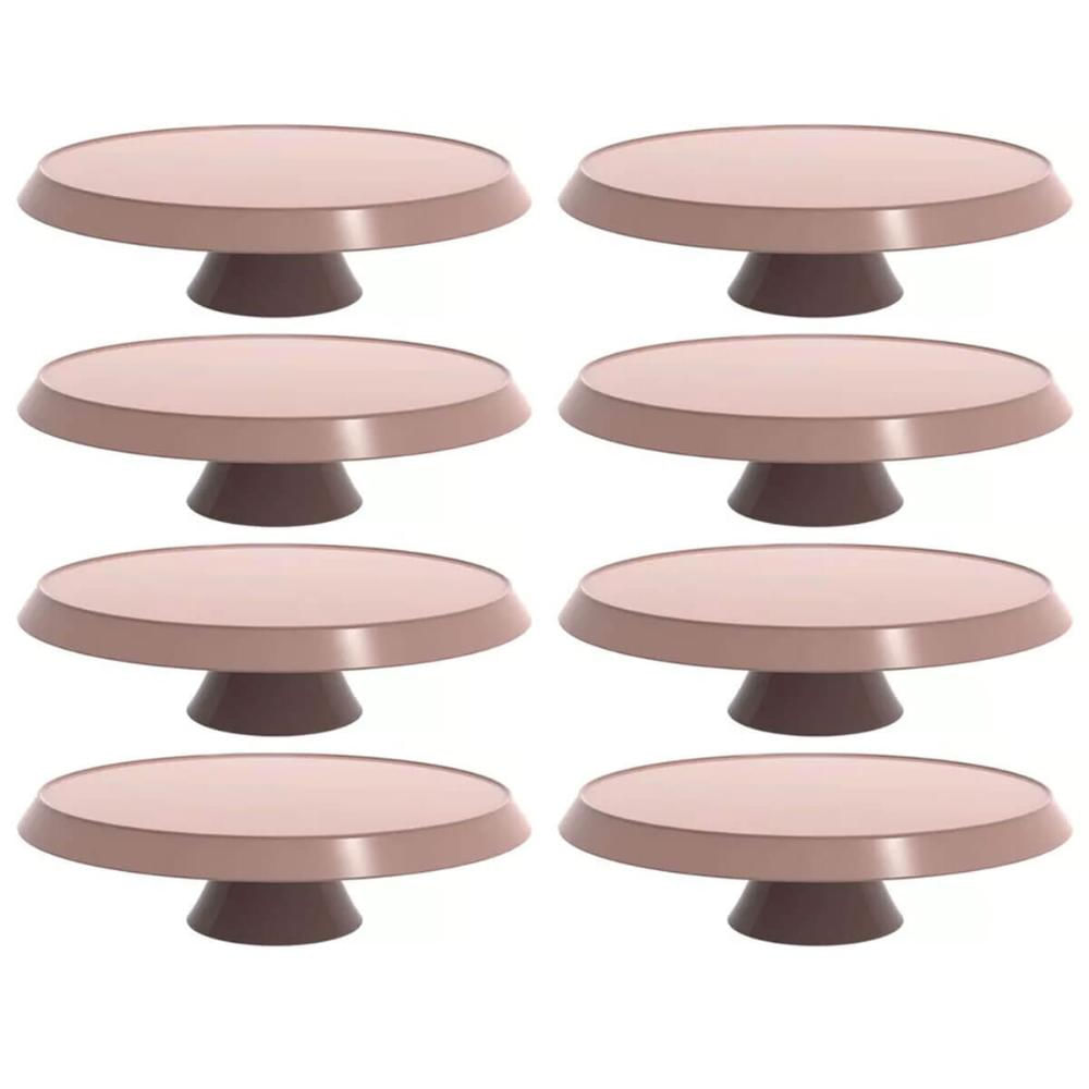 8 Boleiras com Pé Amêndoa Tortas Doces 30cm Bubble Crippa Suporte Mesa Evento