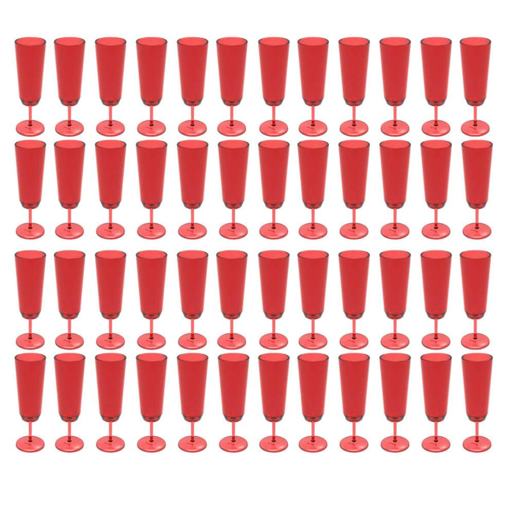 Jogo 48 Taças Champanhe Espumante Buffet Plástico Vermelho Translúcido Crippa