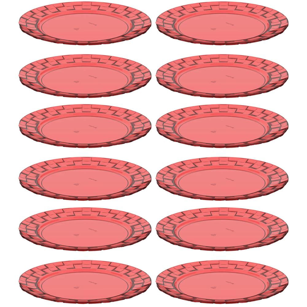 Kit 12 Pratos 19cm Vermelho Bandeja para Servir Mesa Posta Porções Aperitivos Crippa