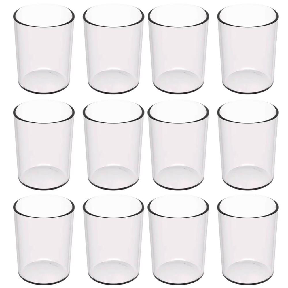 Kit 12 Copos 400ml Transparente Plástico Escolar Refeitórios Servir Água Sucos
