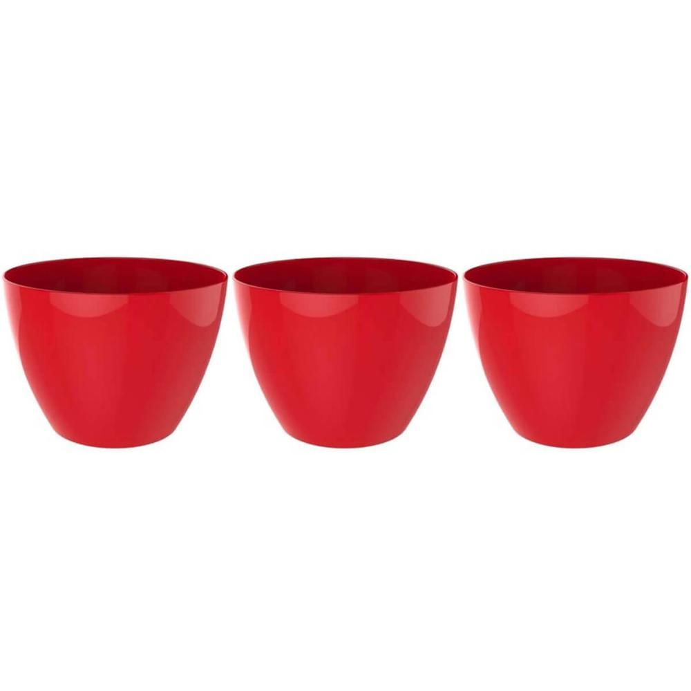 3 Tigelas Redonda Grande 6,2L Vermelha Crippa Servir Salada Frutas Pratos Quentes