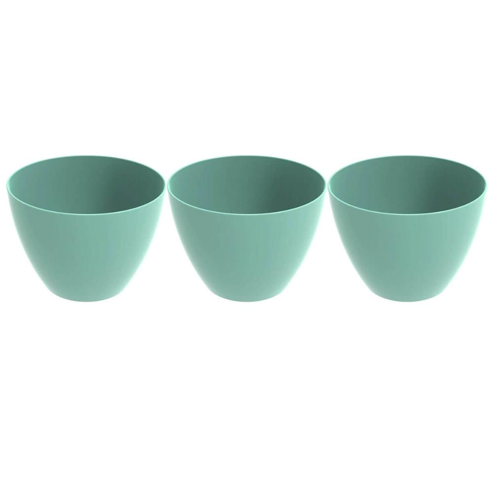 Kit 3 Tigelas Redonda Grande 6,2L Verde Menta Crippa Travessa Servir Salada Frutas Pratos Quentes