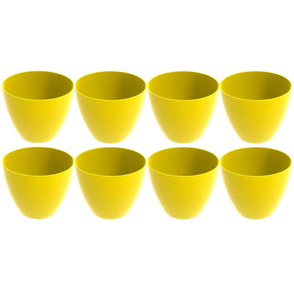 Kit 8 Tigelas Redondas Grandes 6,2L Amarelas Bowls Plásticos Servir Salada Frutas Pipoca