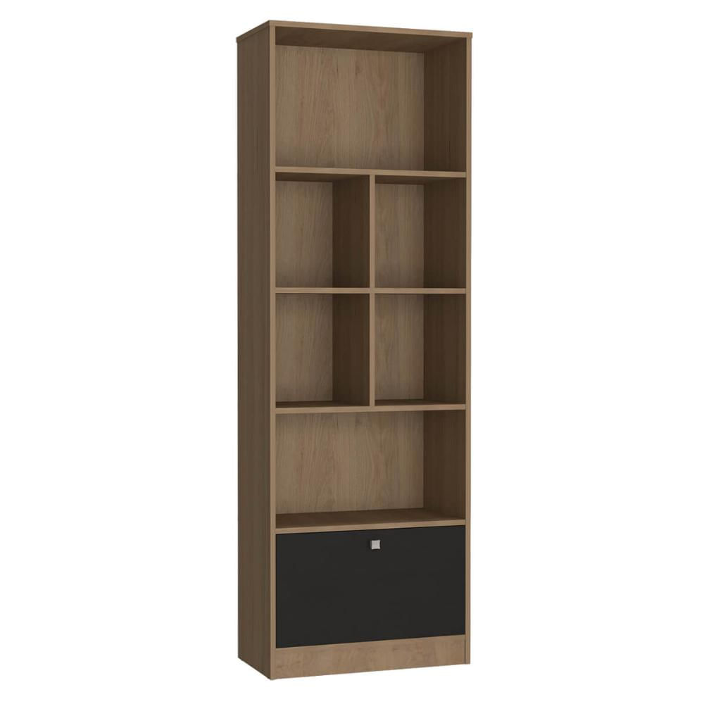 Livreiro Bali com 1 Porta Basculante Nova Mobile Mel e Preto Estante para Livros
