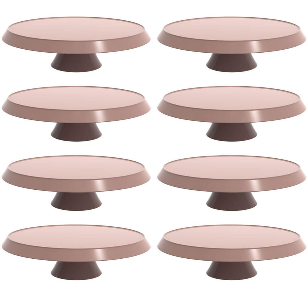 Conjunto 8 Boleiras com Pedestal 28cm Porta Tortas e Doces Cor Amêndoa Bubble Crippa