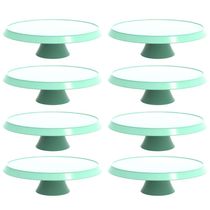 8 Porta Bolos e Tortas Verde Menta com Pé 28cm Bubble Crippa Boleiras para Confeitarias Docerias