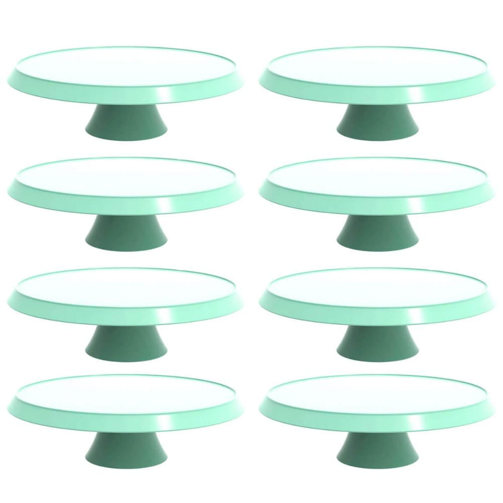 8 Porta Bolos e Tortas Verde Menta com Pé 28cm Bubble Crippa Boleiras para Confeitarias Docerias