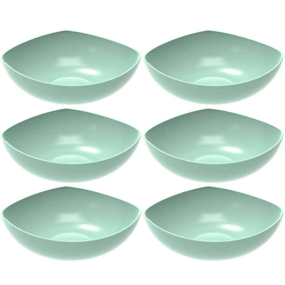 6 Tigelas Saladeira Verde Menta Trio Plástica Crippa Salada Sobremesa Pipoca Doces
