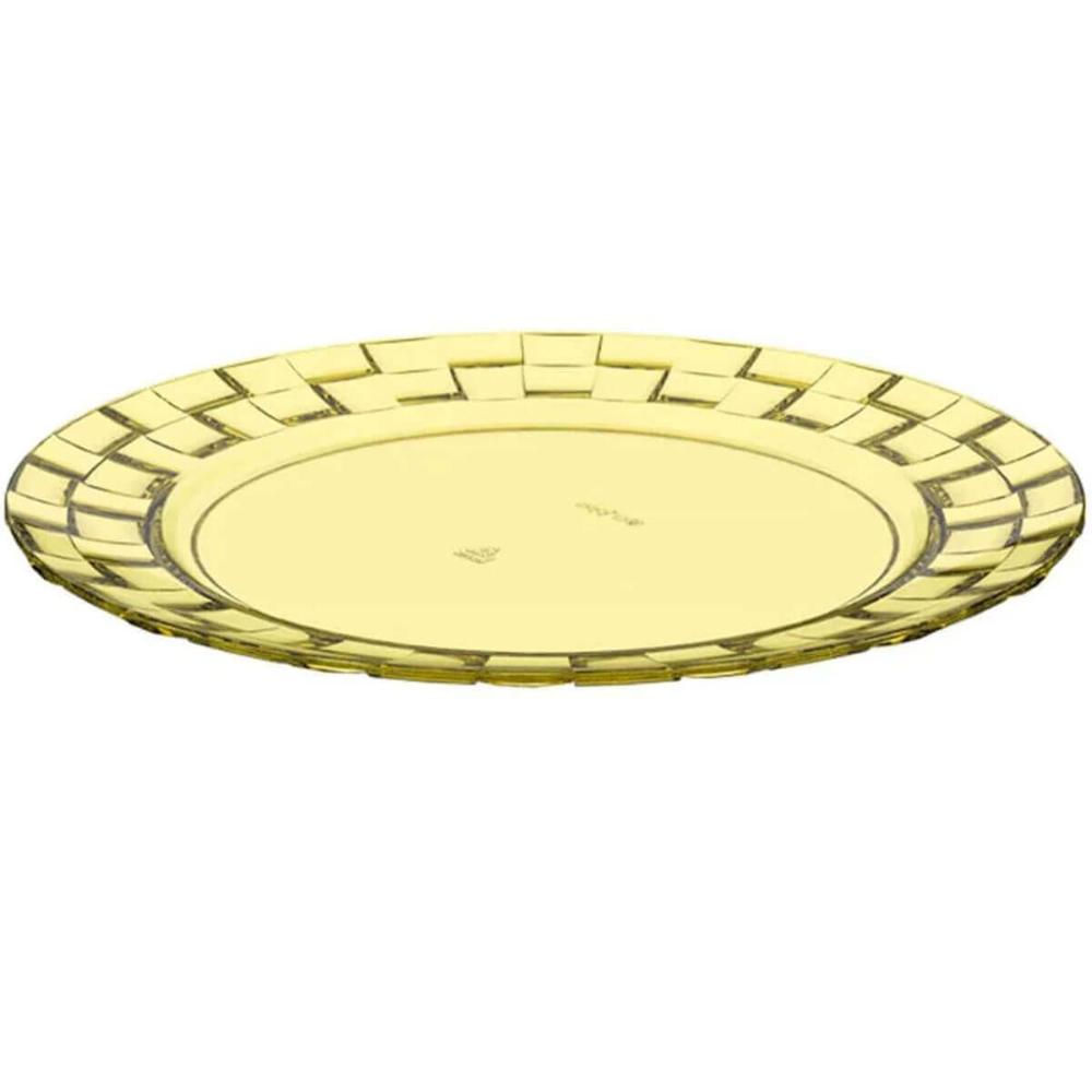 Kit 48 Pratos para Restaurantes Eventos 19cm Plástico Amarelos Servir Lanches Aperitivos