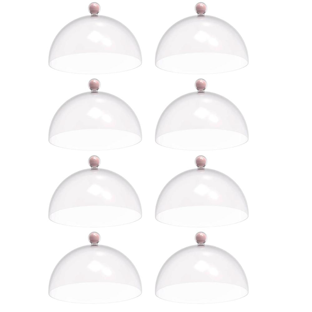 8 Cúpulas Plástico 25cm Bolos Tortas Doces Pratos Rosa Himalaia Bubble Crippa