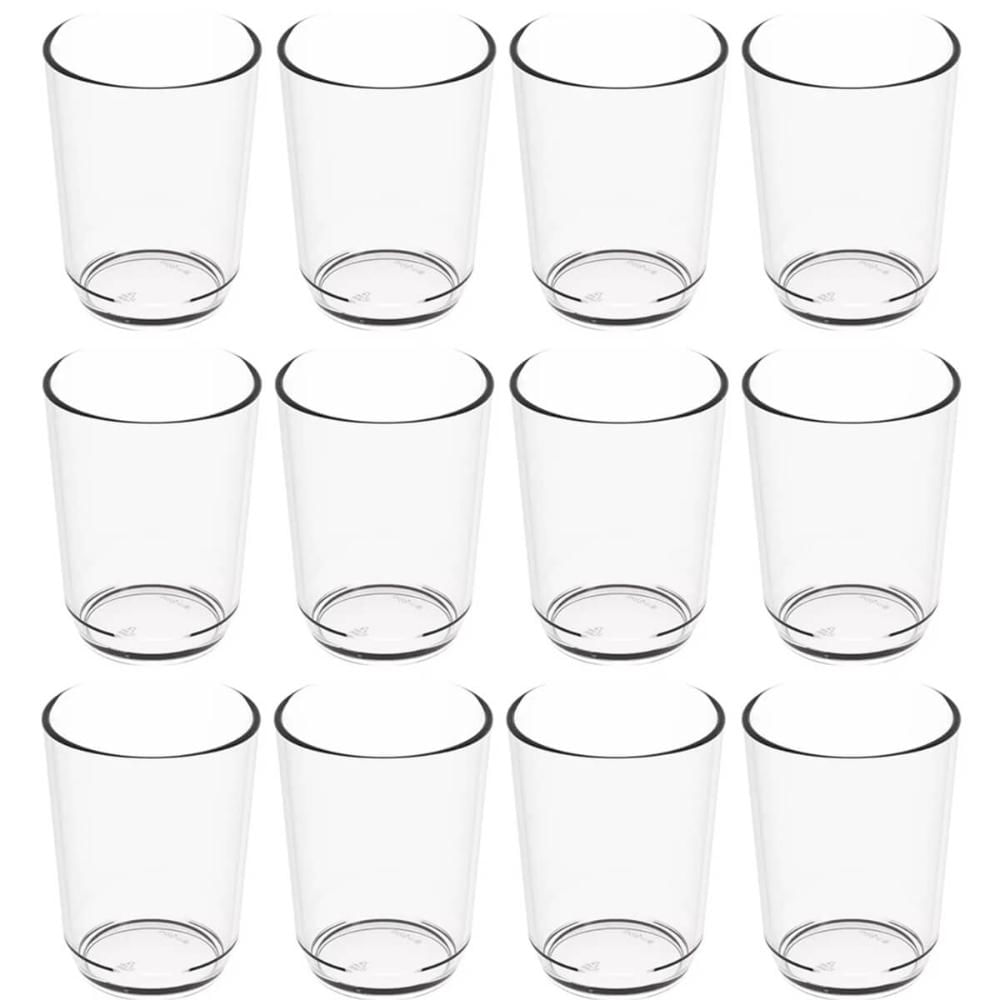 12 Copos de Plástico Transparente 500ml para Restaurante Escola Servir Água Suco
