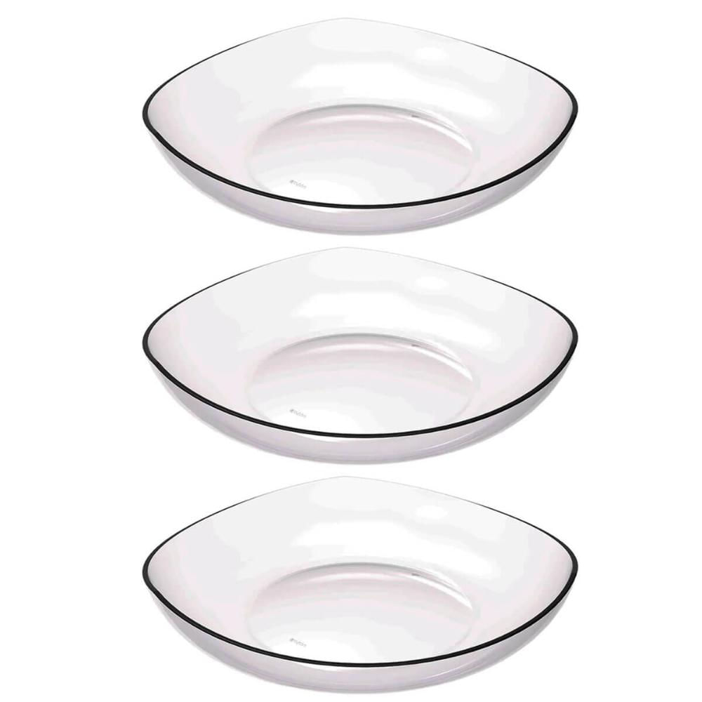 Kit 3 Cestas para Frutas Verduras Fruteira de Mesa Transparente 3,5L Trio Crippa Bancada