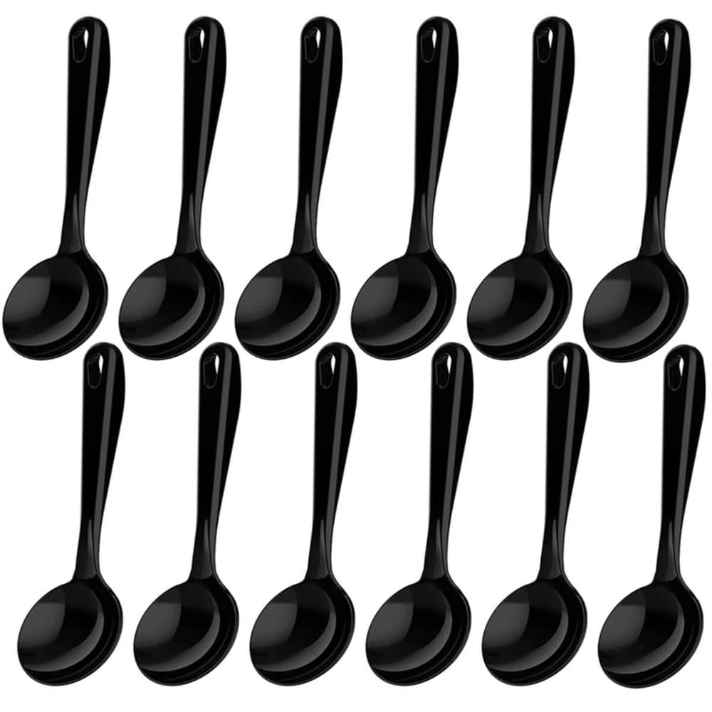 12 Conchas Pretas Nylon 32cm Cozinha Servir Sopas Molhos Feijão Kitch