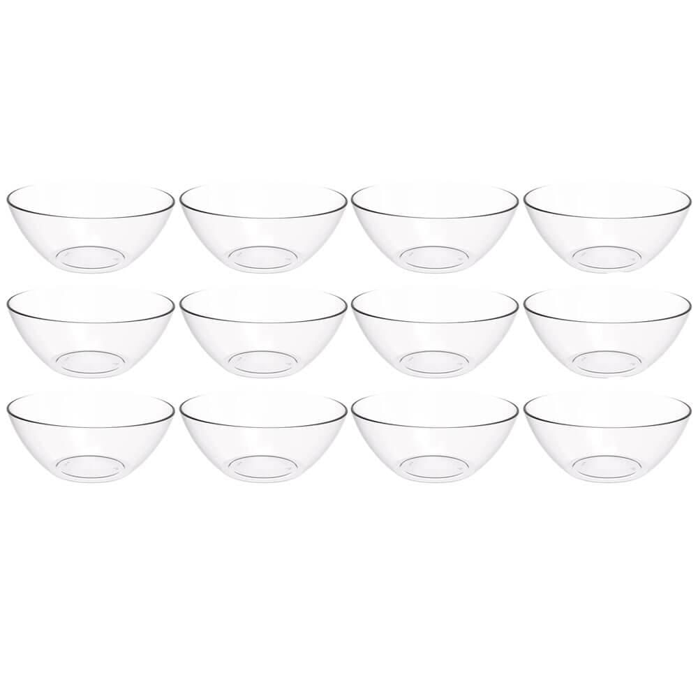 Kit 12 Tigelas 2,3L Transparente Travessa Redonda Servir Salada Sobremesa Crippa