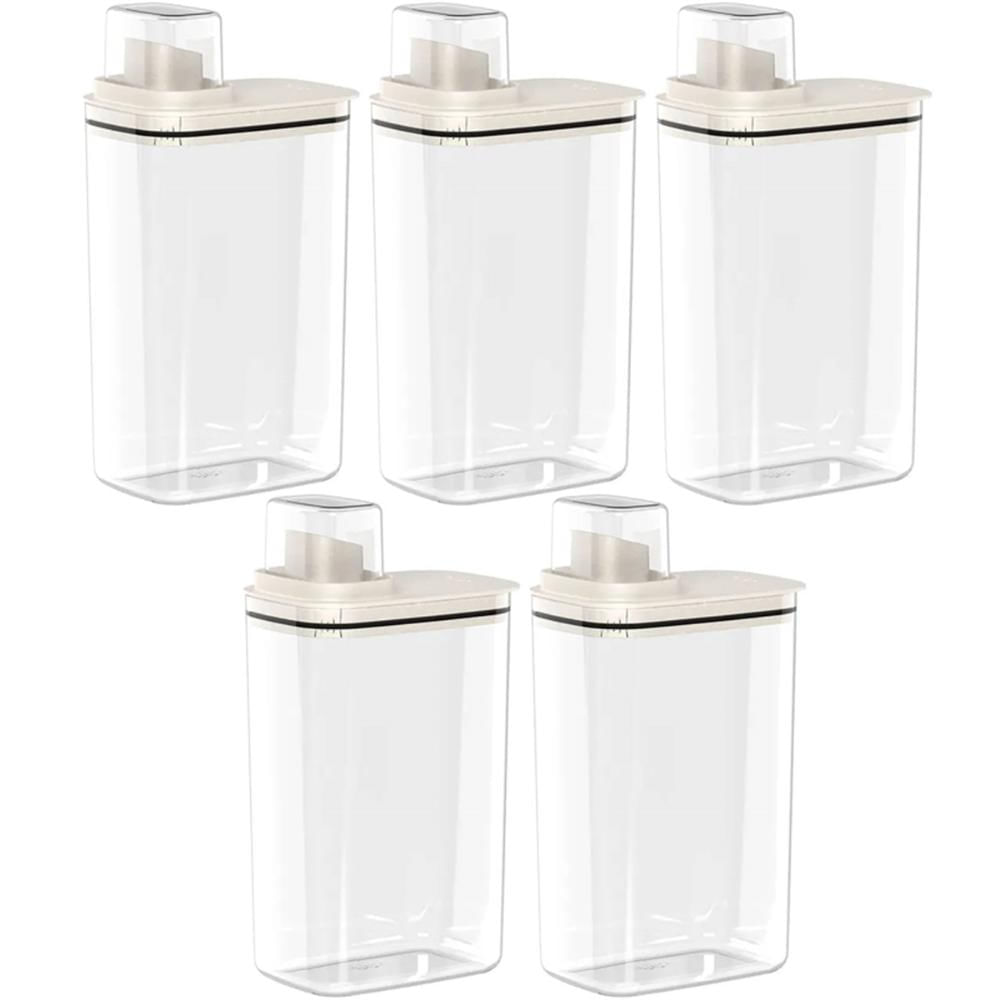 Kit 5 Dispenser de Sabão Líquido 2,3L Bege Tampa Medidora Ou para Amaciante Detergente