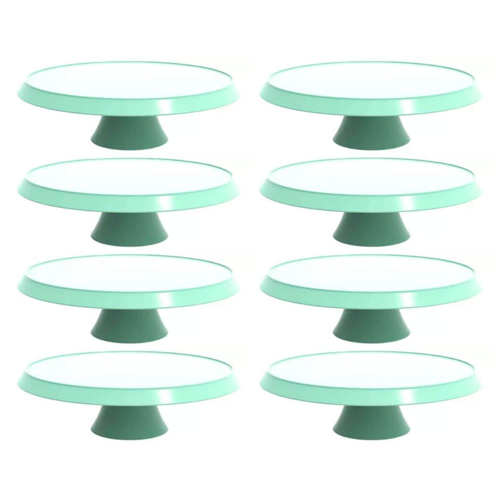 8 Bases Porta Bolos Verde Menta 30cm com Pé Bubble Crippa Suporte Tortas Doces Docerias Confeitaria