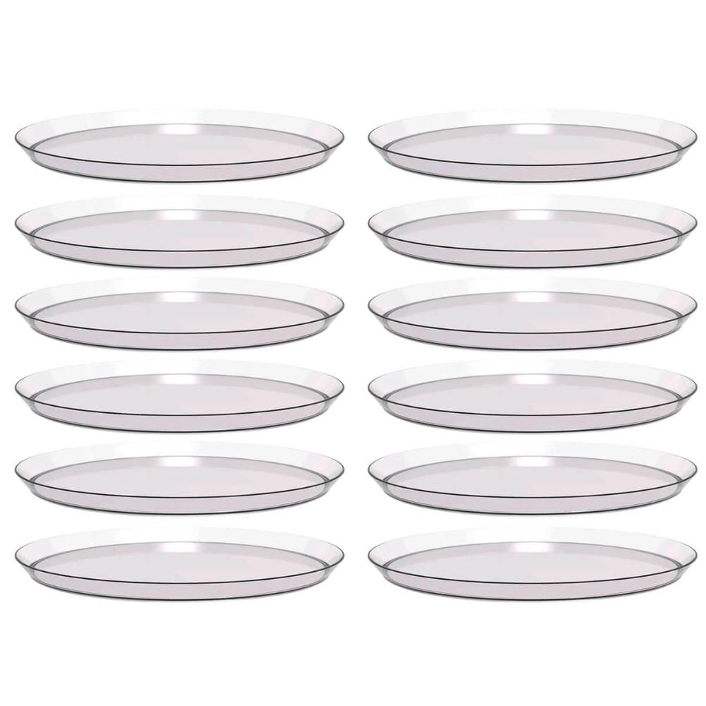 12 Bandejas Redondas 34cm Restaurante Incolor para Doces Salgados Buffet Festa