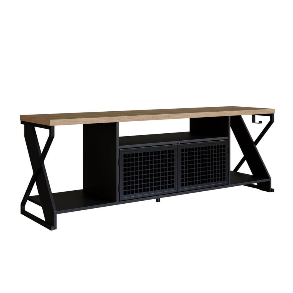 Rack Industrial para Tv até 60" com led RGB  P1033 Preto/Mel