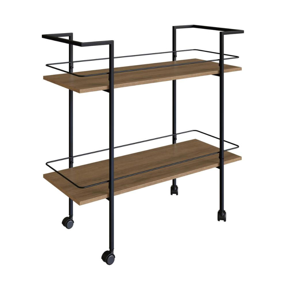 Carrinho Bar Industrial com 2 Prateleiras P1036 Preto/Mel