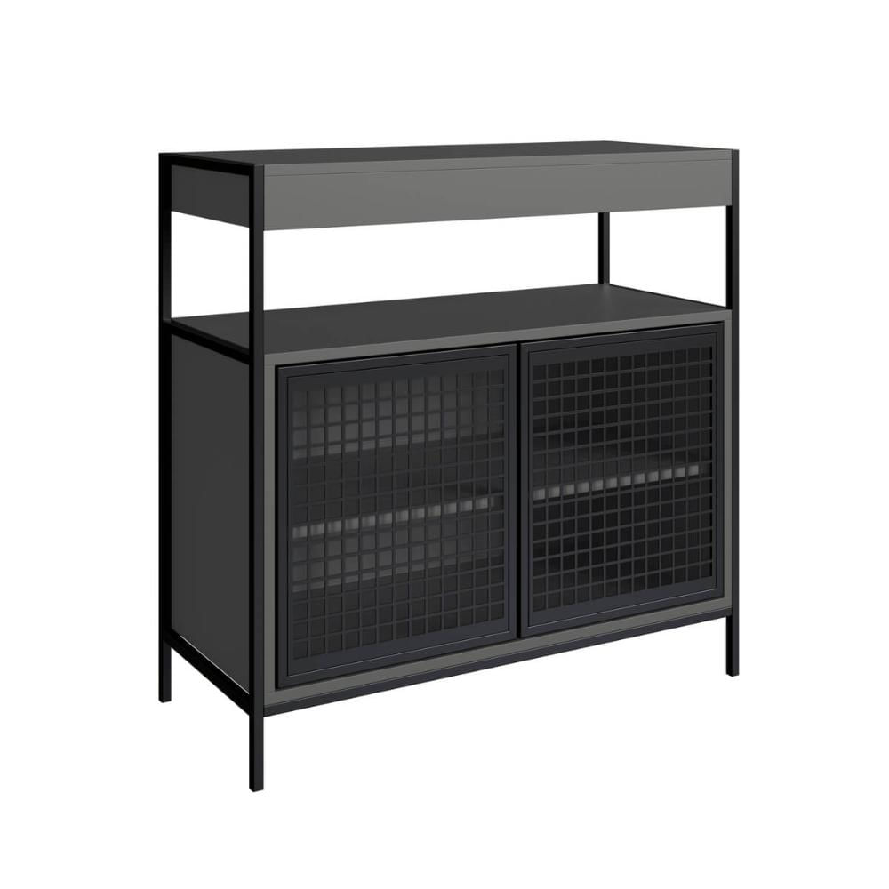 Gabinete de Banheiro 80cm  com 2 Portas P1038 Preto/Grafite sem Cuba