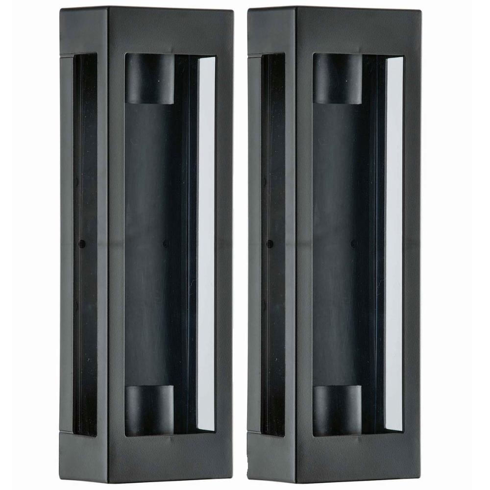 Kit 2 Arandelas Pretas Prime 2 Lâmpadas E27 Dital 13x8x40cm Interno Externo