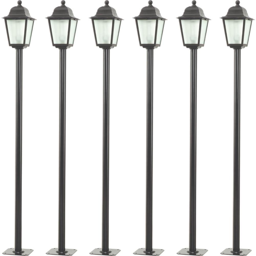 Kit 6 Postes Coloniais 1,95m Luminárias de Chão Jardim Preta