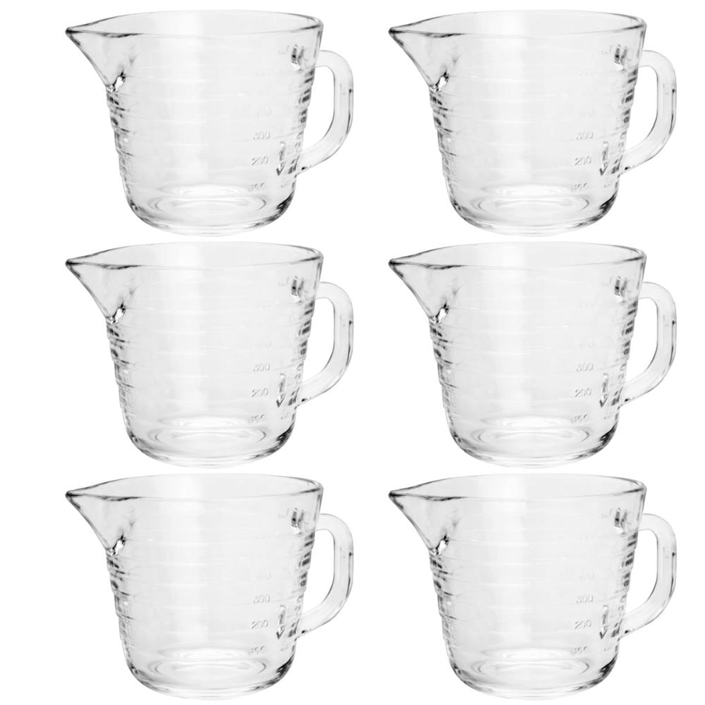 Kit 6 Jarras Medidoras de Vidro 700ml Lyor Copos Medidas Receitas Alça Bico