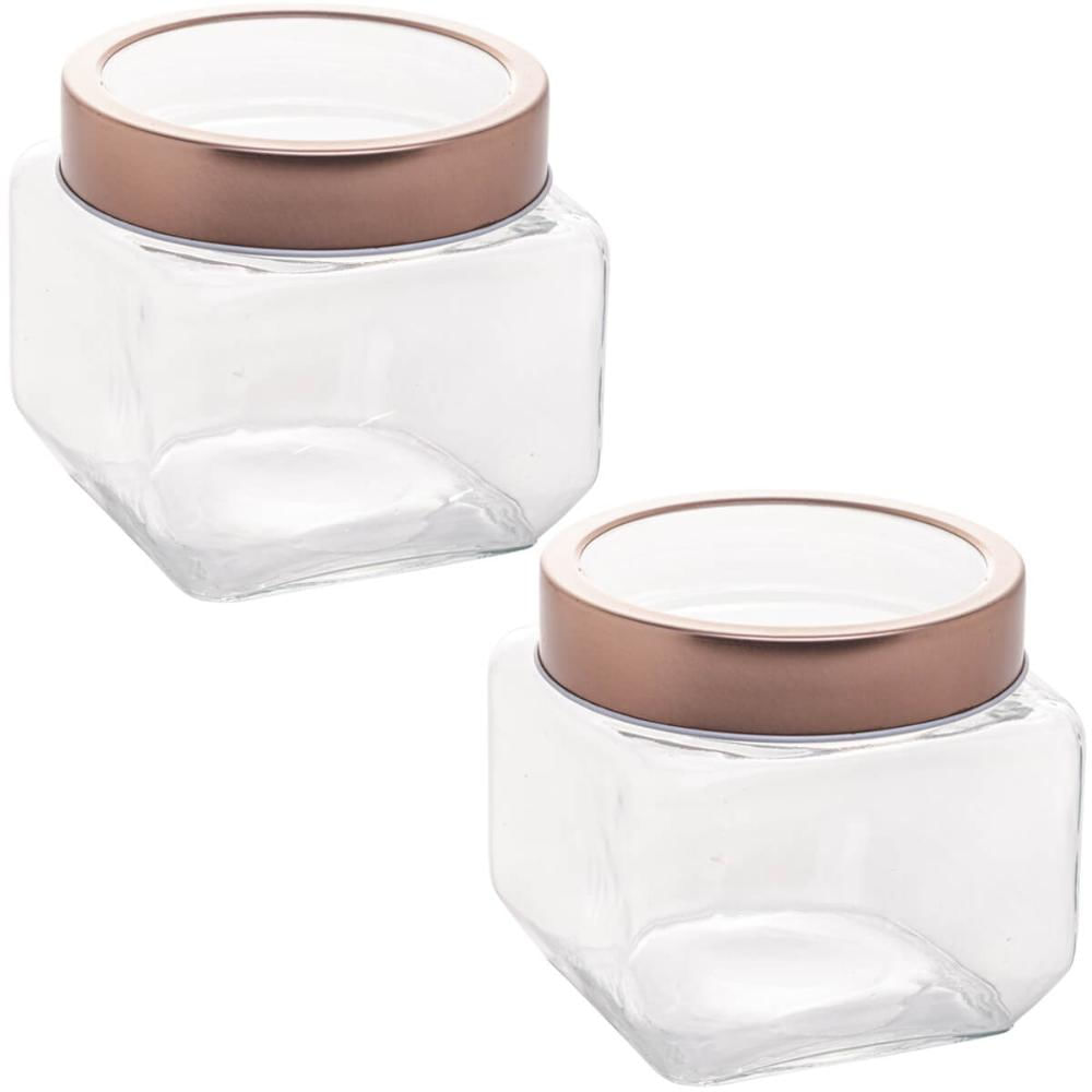 Kit 2 Potes Porta Mantimentos Rose Gold com Tampa 800ml Lyor