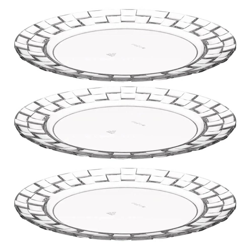 Kit 3 Pratos Médios 19cm Transparentes Crippa para Servir So
