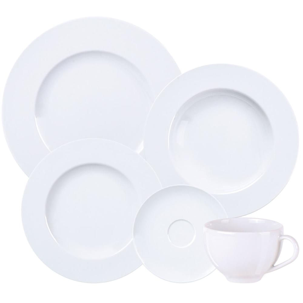 Aparelho de Jantar Porcelana 20 Peças Branco Tramontina Maria Augusta Liso